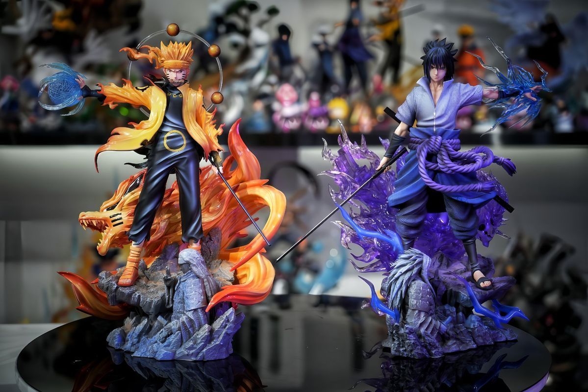 Cosplay Prop Display - アニメ忍者フィギュア 火炎効果アクションスタチュー コレクタブルモデル玩具 デスクトップディスプレイ装飾ギフト