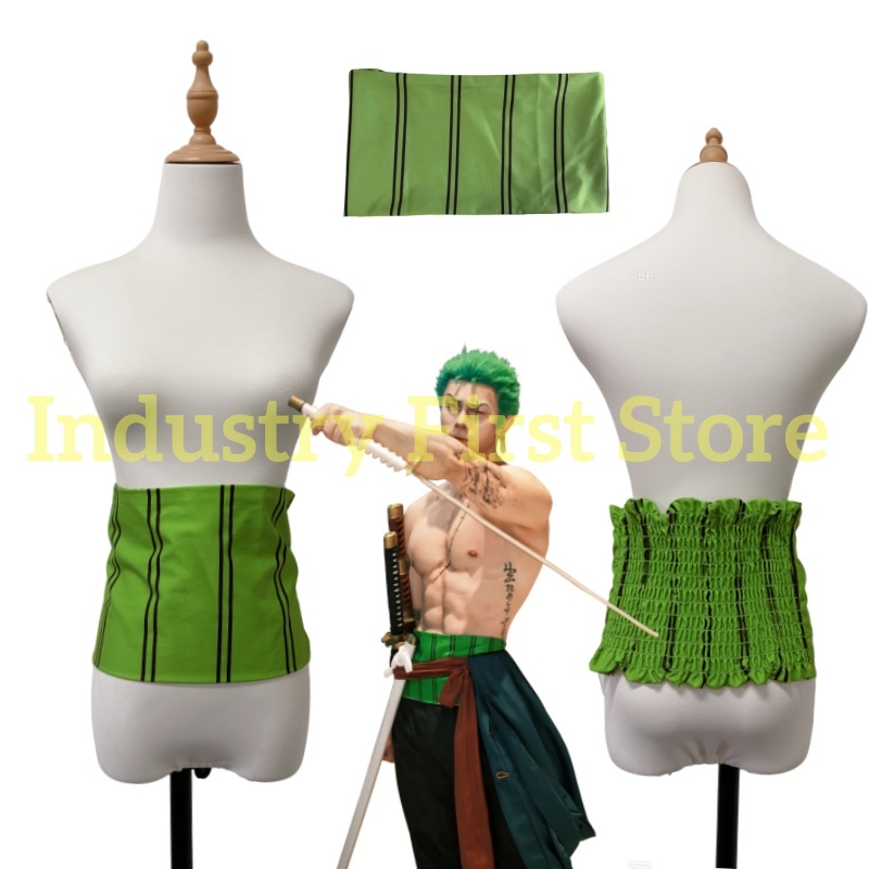 Cosplay Prop Designer - アニメキャラクター ロロノア・ゾロ コスプレベルト ウエストグリーンストライプデザイン ウエスト小道具 ハロウィンロールプレイ用