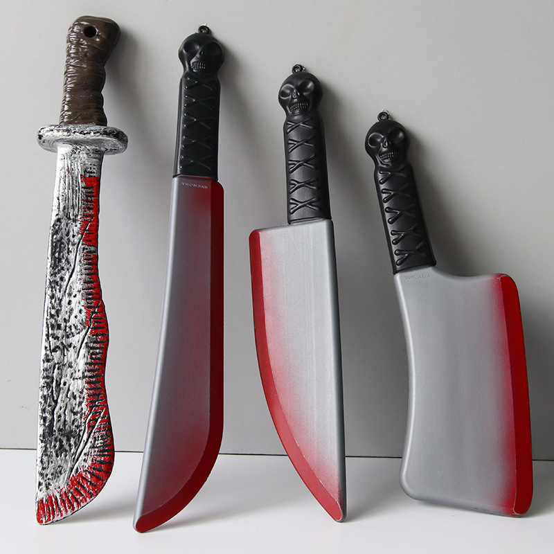 Cosplay Prop Axe - プラスチック製のハロウィーンのコスプレ彫像,血まみれの斧,鎌のナイフ,ホラーのコスプレ,腕のアクセサリー,見る,偽のマチェーテ,家