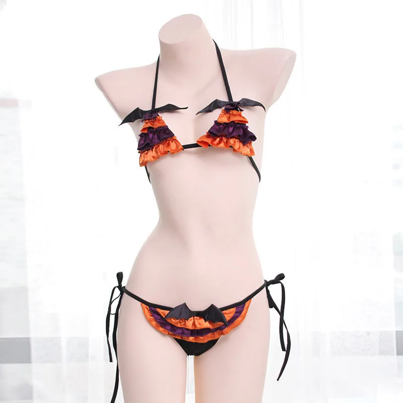 Cosplay Bat Prop - 女性ゴシック悪魔バットセクシーなランジェリーミニブラジャー下着セットクールスリープパジャマハロウィンナイトステージ衣装