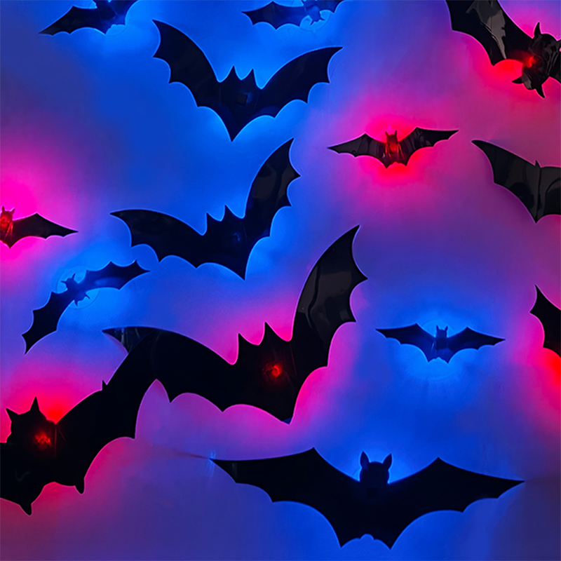 ハロウィン3Dコウモリウォールステッカー ライトアップ 光る - Cosplay Bat Prop のレビューと価格