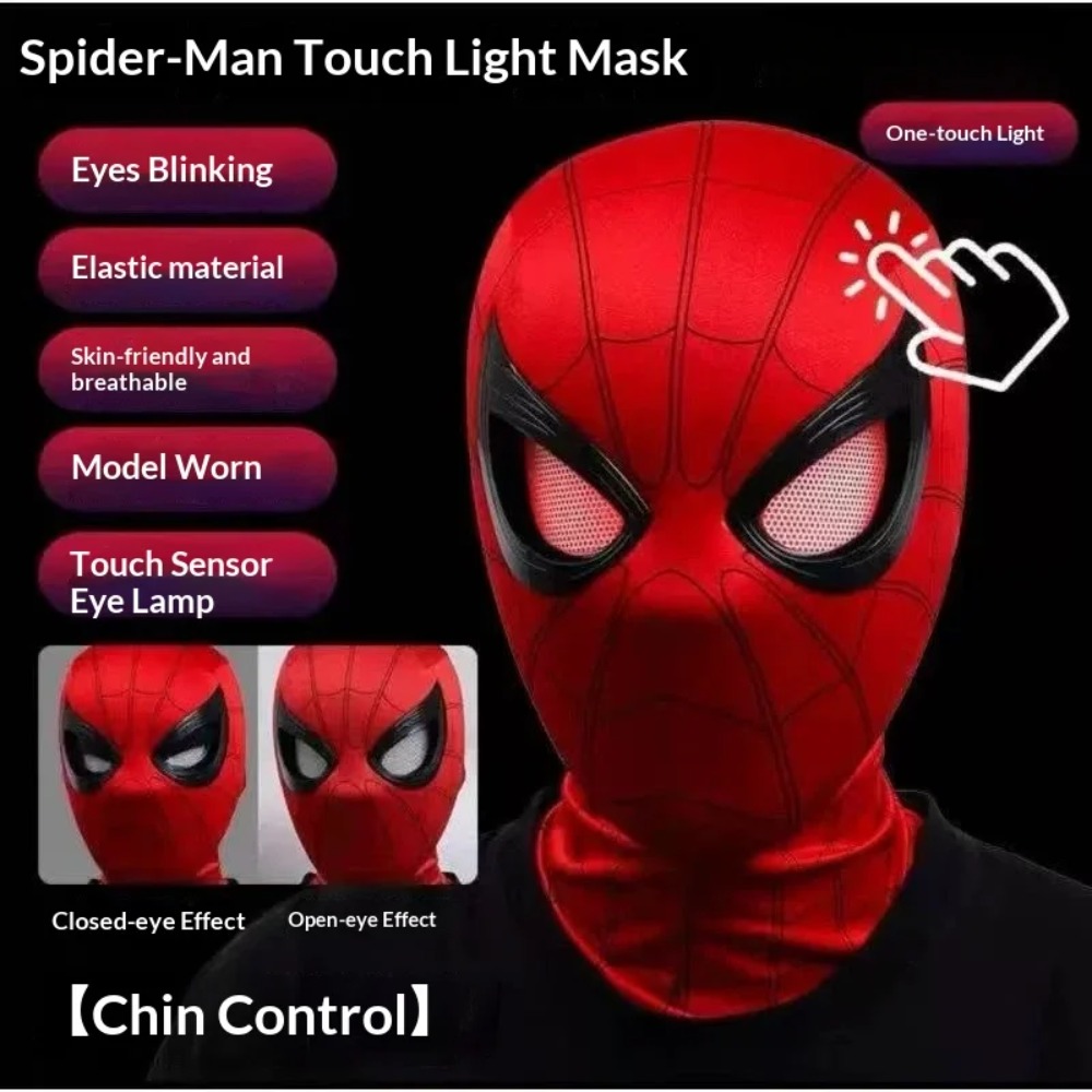 スパイダーマンのヘッドギア、可動式の目付き、クールなコスプレ - Cosplay Prop Display のレビューと価格
