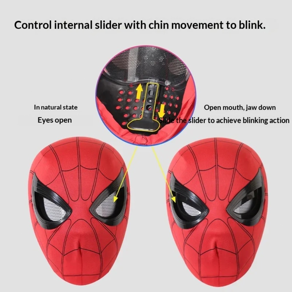 スパイダーマンのヘッドギア、可動式の目付き、クールなコスプレ - Cosplay Prop Display のレビューと価格
