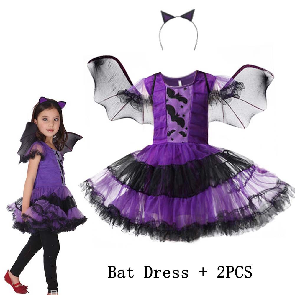 子供ハロウィン魔女カボチャコスプレドレス女の子バットスパイダ - Cosplay Bat Prop のレビューと価格